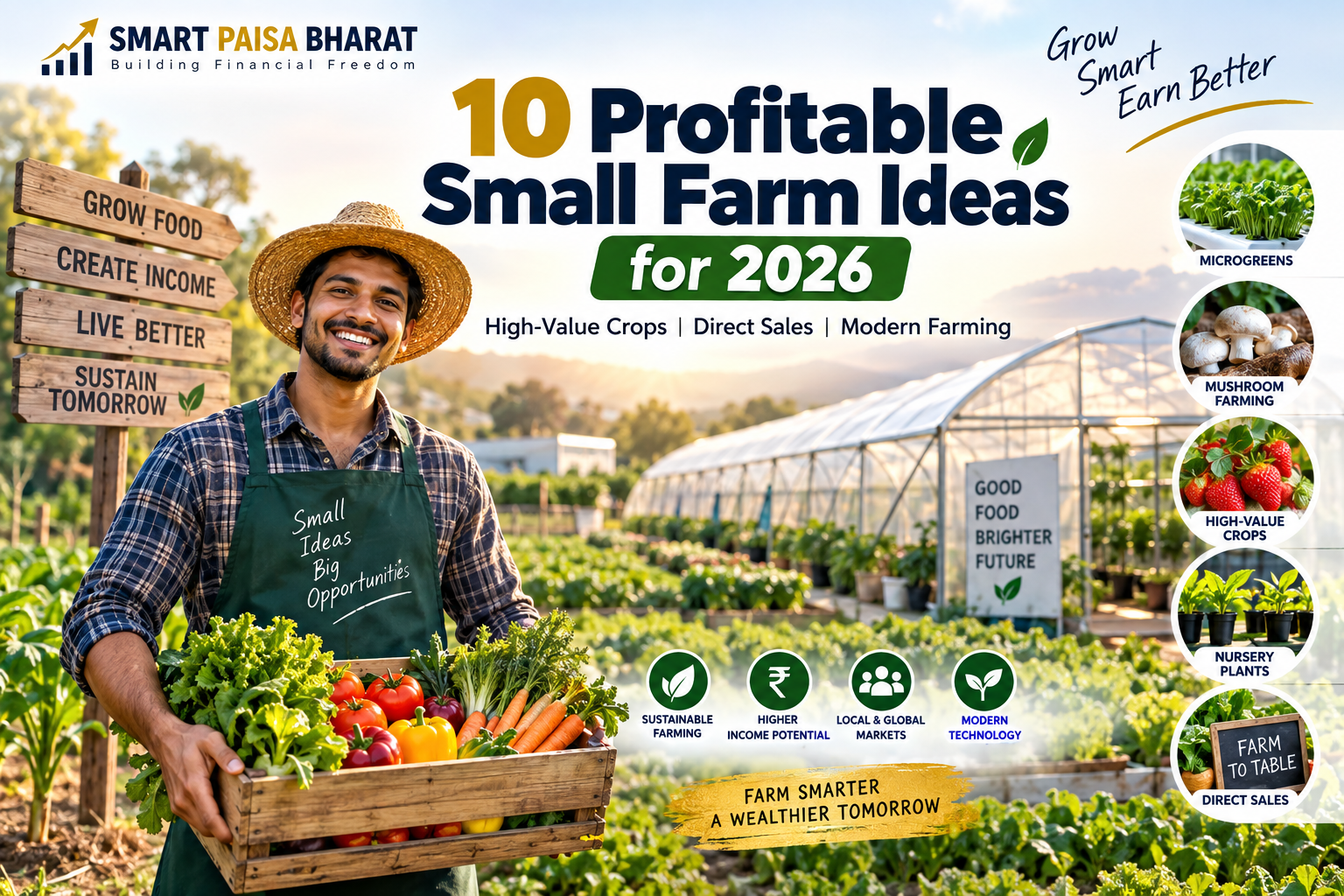 10 profitable small farm ideas for 2026 featuring high-value crops and modern farming