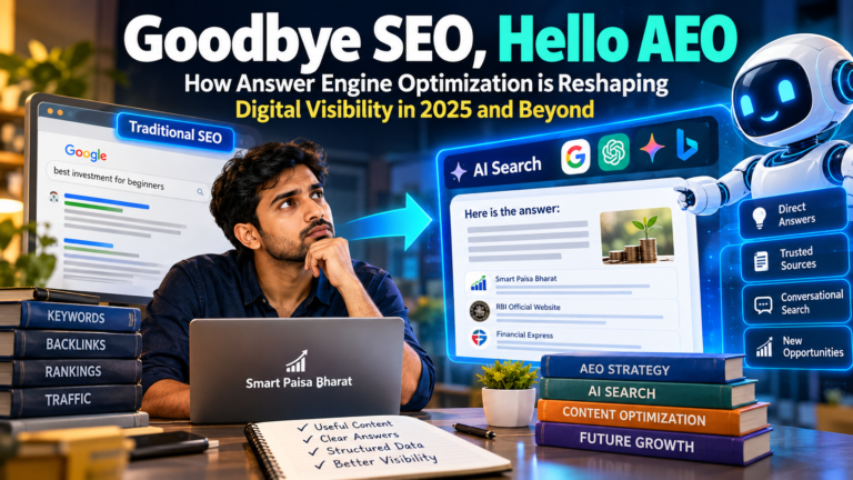AI search optimization and traditional SEO comparison showing how Answer Engine Optimization (AEO) improves digital visibility.