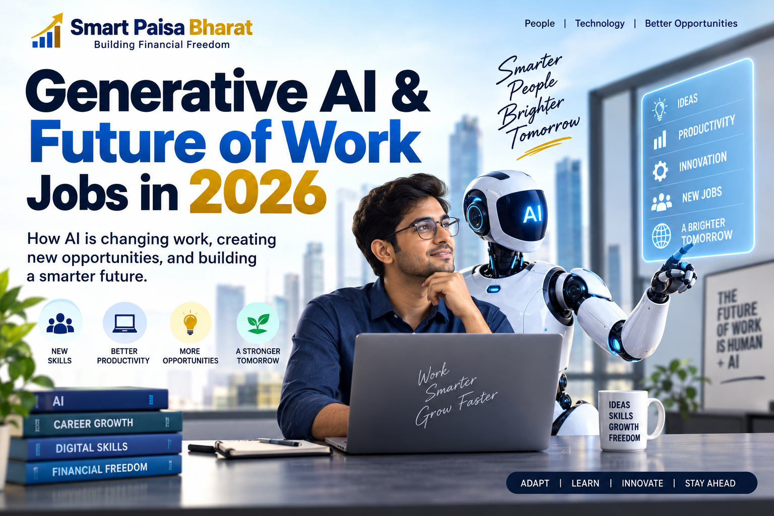 Generative AI and the future of work in 2026 with a professional and AI assistant