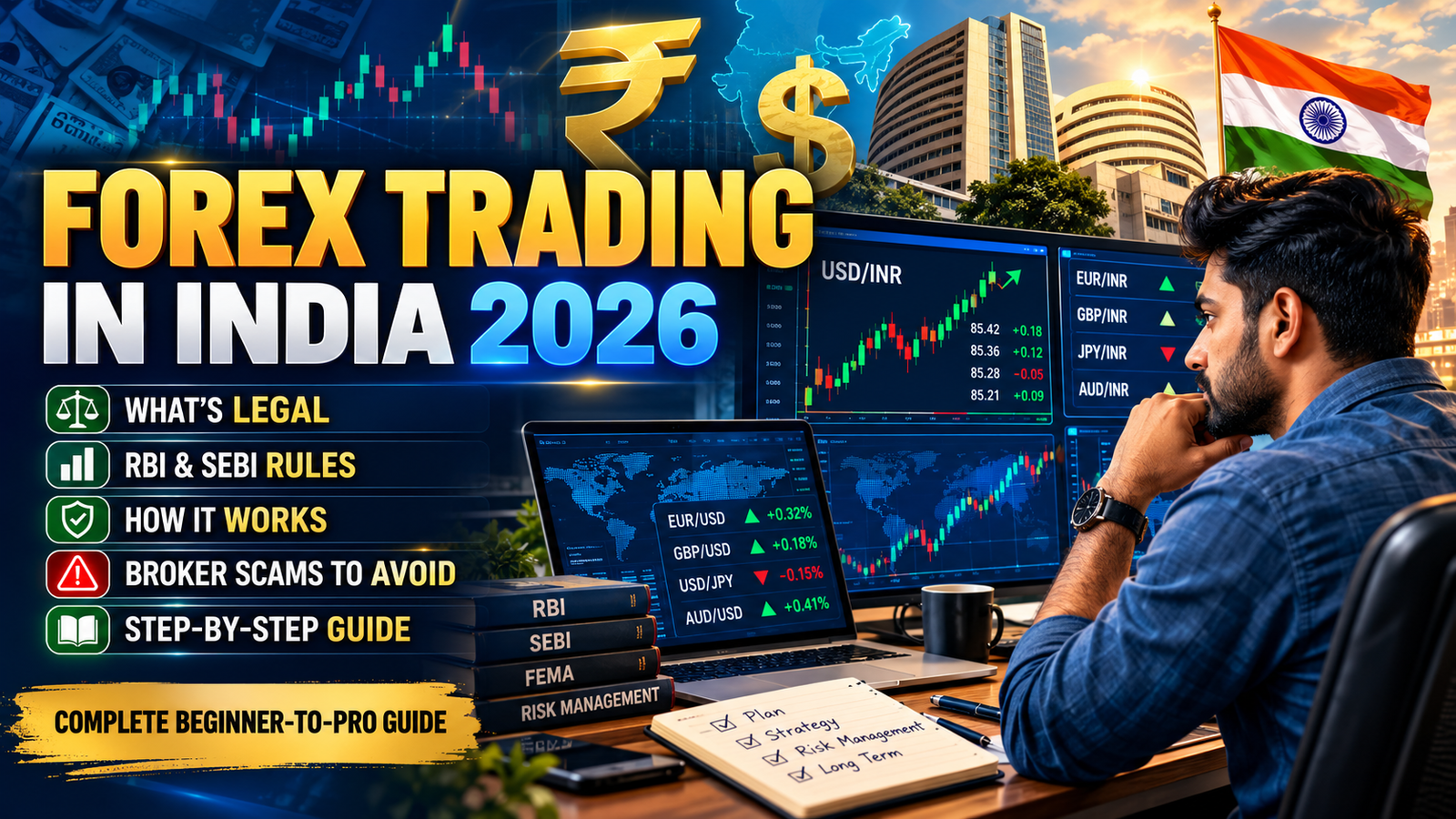 Forex trading in India 2026, RBI and SEBI rules, currency charts and beginner guide.