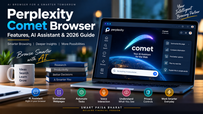 Perplexity Comet Browser with AI assistant features and smart browsing tools